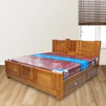 Wooden Teak Cot 6' Box + Draw
