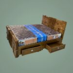 Wooden Teak Cot 5' Box + Draw